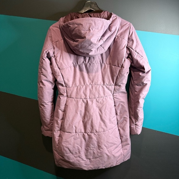 Purple Quilted Puffer Coat with Hood and High Collar - Picture 12 of 16